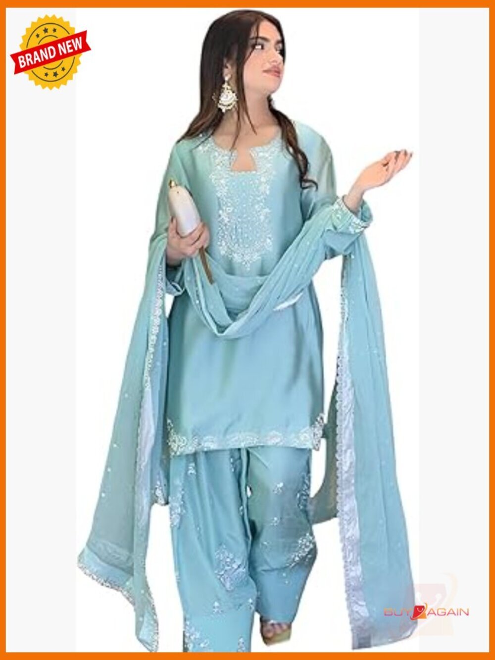 Silk Kurta Plazzo Set with Embroidered Farshi Palazzo & Dupatta Party Wear
